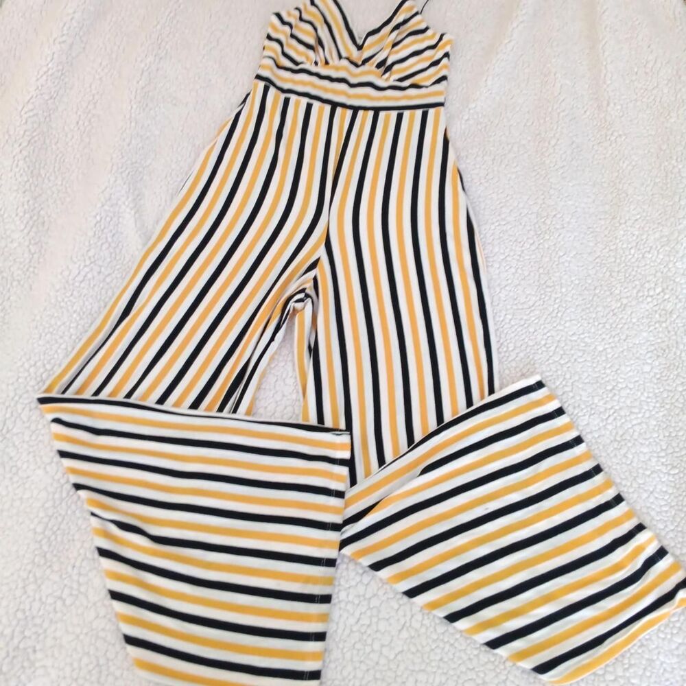 Haute Monde vertical striped wide leg jumpsuit Medium